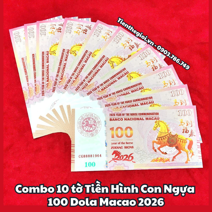 Tiền Lì Xì 100 Dola Macao Hình Con Ngựa 2026